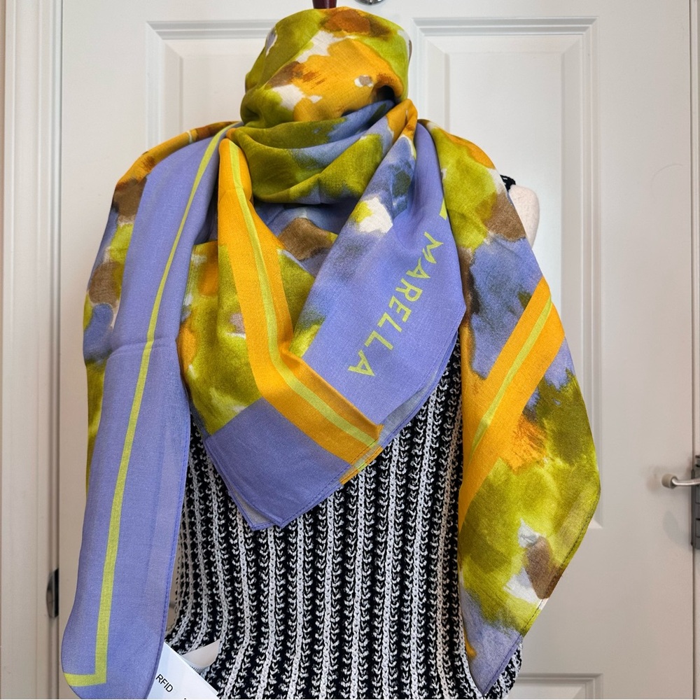 NWOT Marella by Max Mara Cotton Blend Shawl Scarf Size: 120cm* 120cm Spring